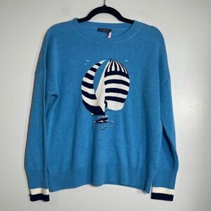 VINEYARD VINES Sailboat Intarsia Cashmere Sweater Small Blue NEW Luxury Nautical